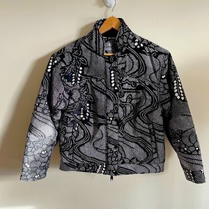 Free People Bunny Slope Printed Puffer Ski Jacket Coat Black/White NWOT sz SM